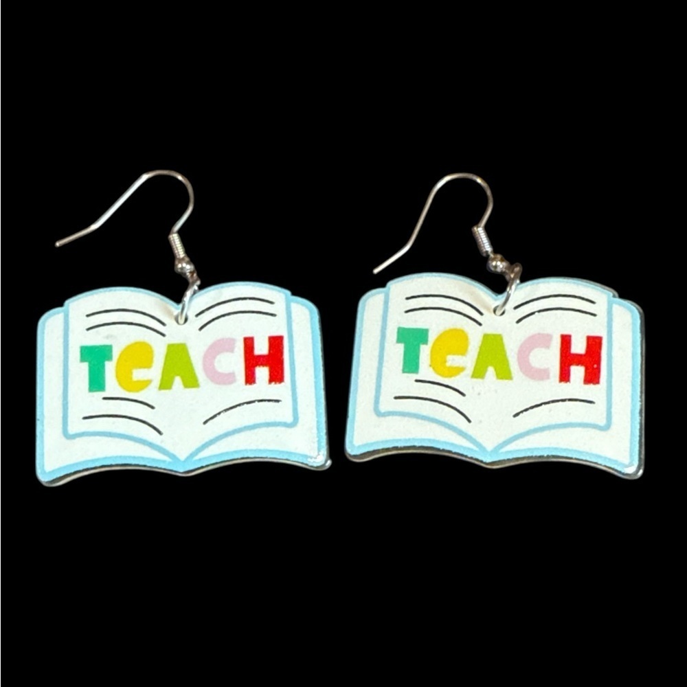 3/$20‎ Colorful 'Teach' Book Earrings